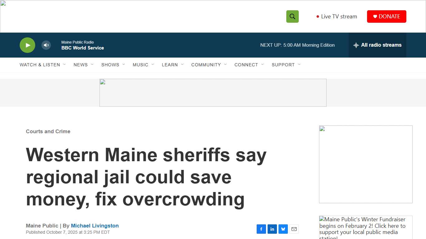 Western Maine sheriffs say regional jail could save money, fix overcrowding Maine Public